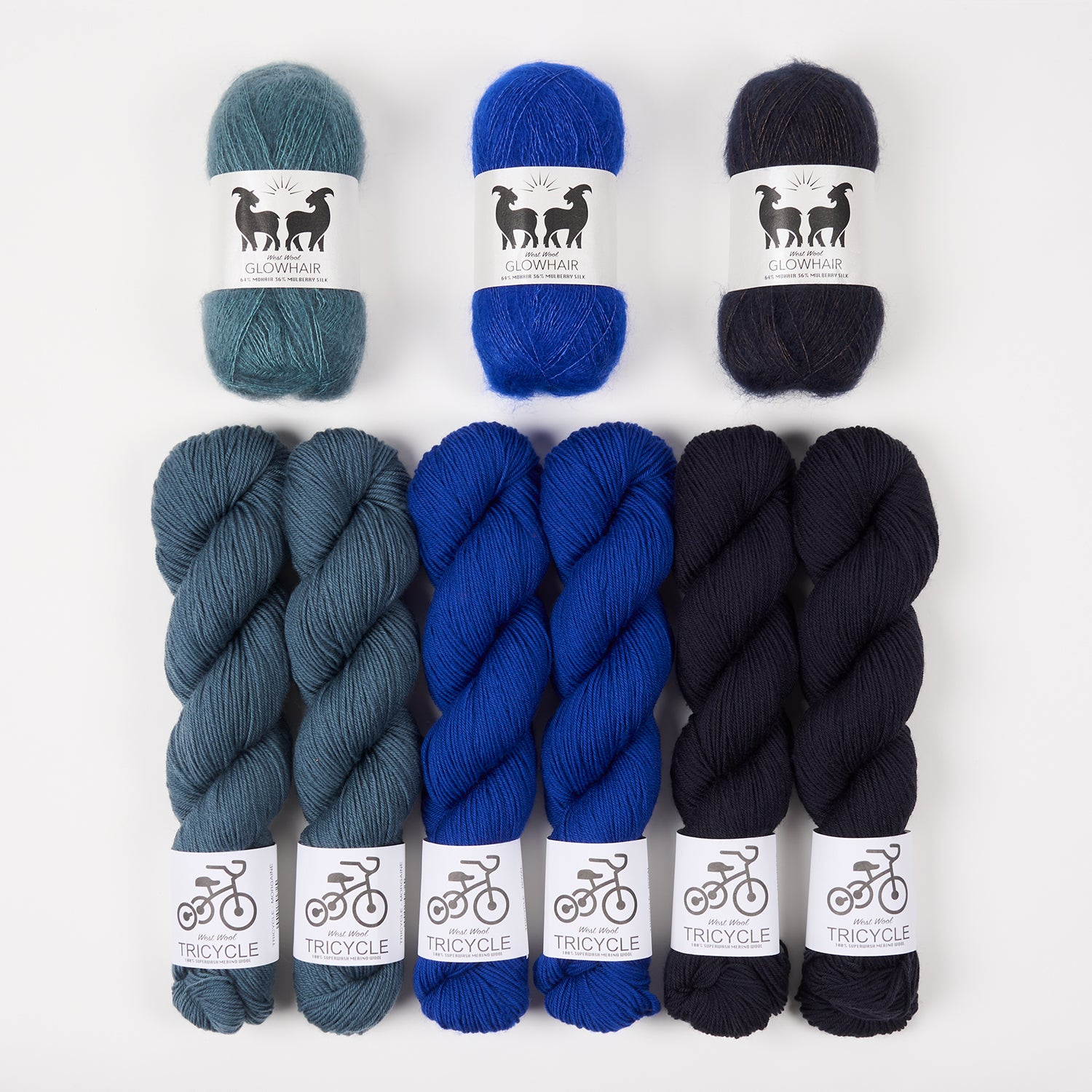 West Wool WESTKNITS KIT - ROYAL FROST Mohair Silk Merino wool Lace Fingering blue Westknits Kits