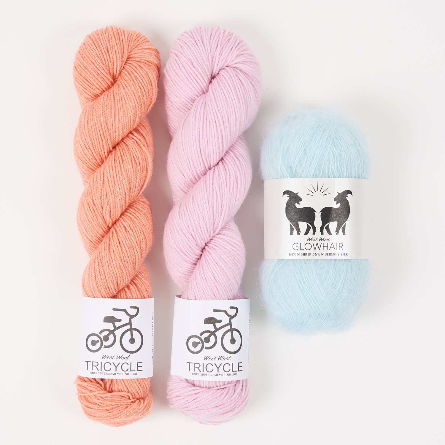 West Wool BABY STARFISH Mohair Silk Merino wool Mixed Weight Quick Kits