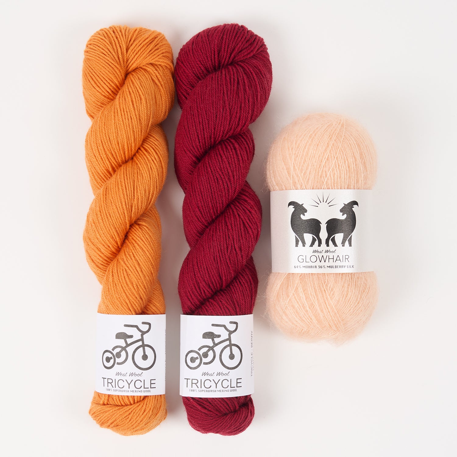 West Wool BRIGHT DESSERT Mohair Silk Merino wool Mixed Weight Quick Kits