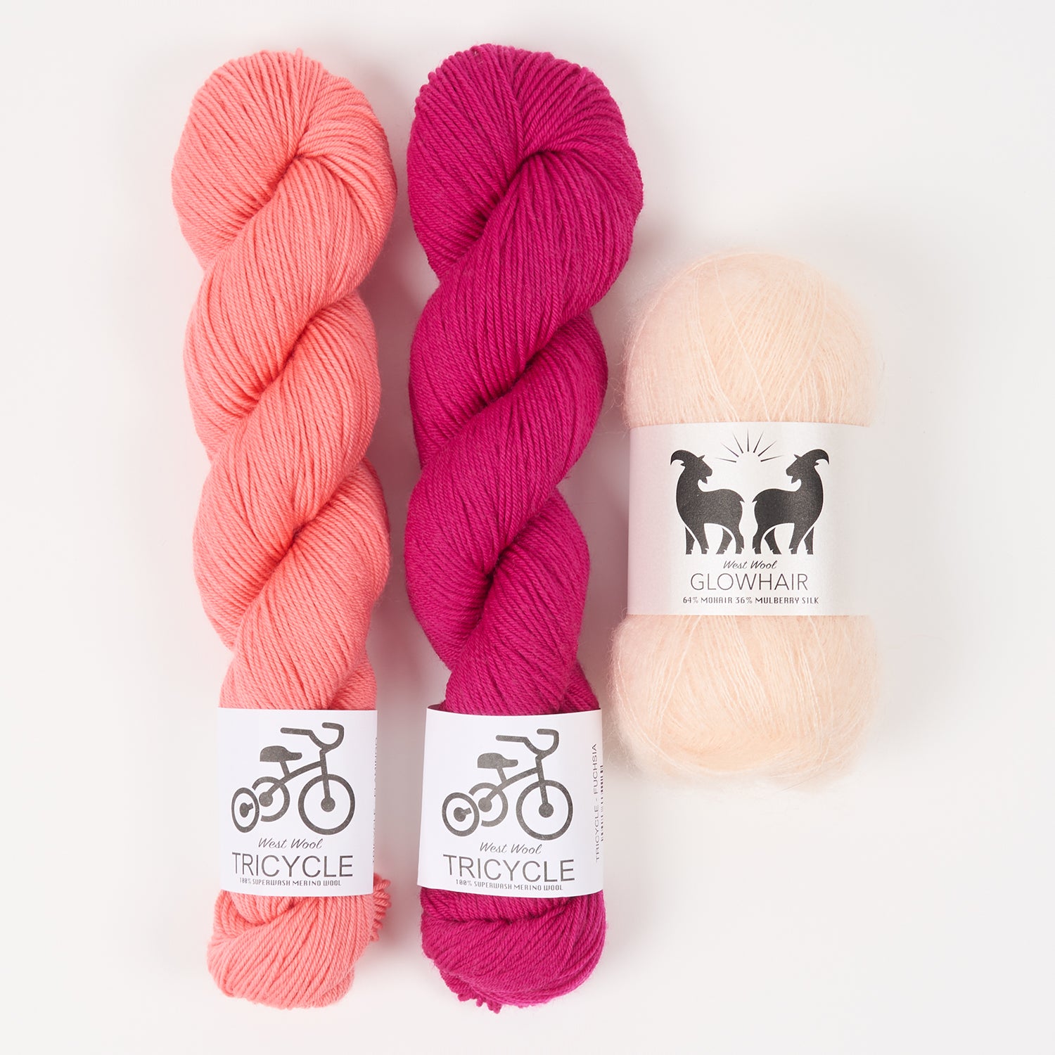 West Wool BRIGHT PEACH Mohair Silk Merino wool Mixed Weight Quick Kits