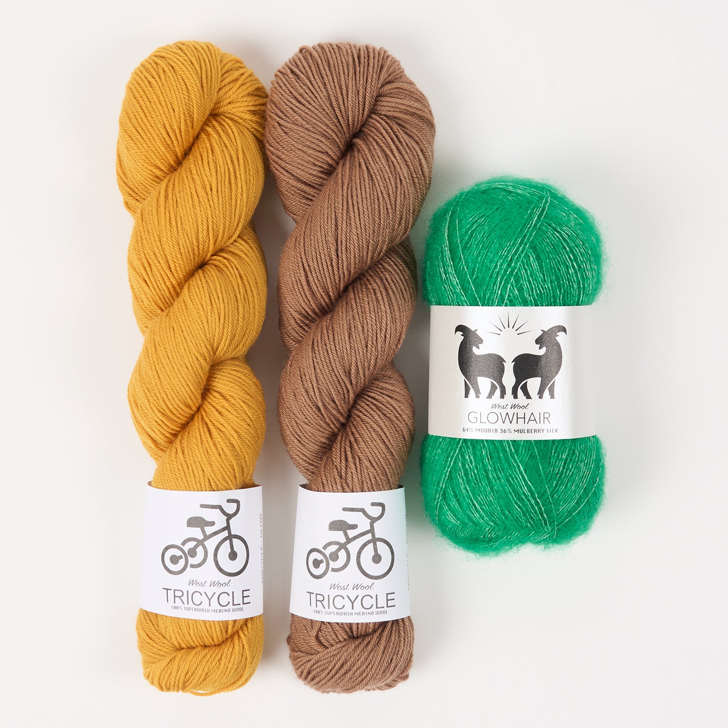 West Wool BROWN FIELDS Mohair Silk Merino wool Mixed Weight Quick Kits