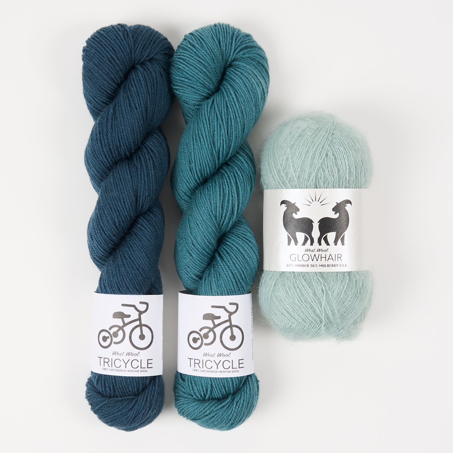 West Wool CHARMING SEA Mohair Silk Merino wool Mixed Weight Quick Kits