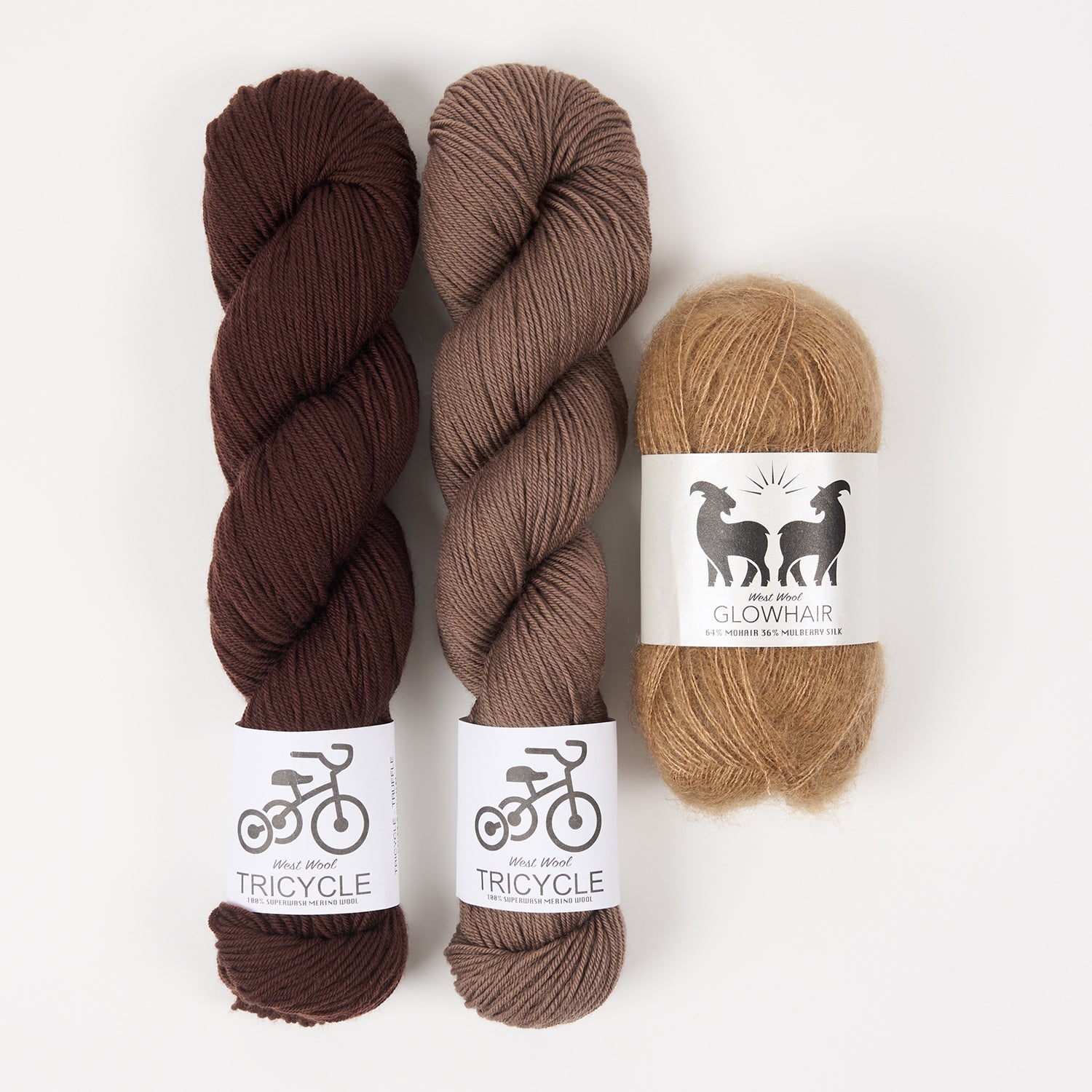 West Wool CHOCOLATE COOKIES Mohair Silk Merino wool Mixed Weight Quick Kits