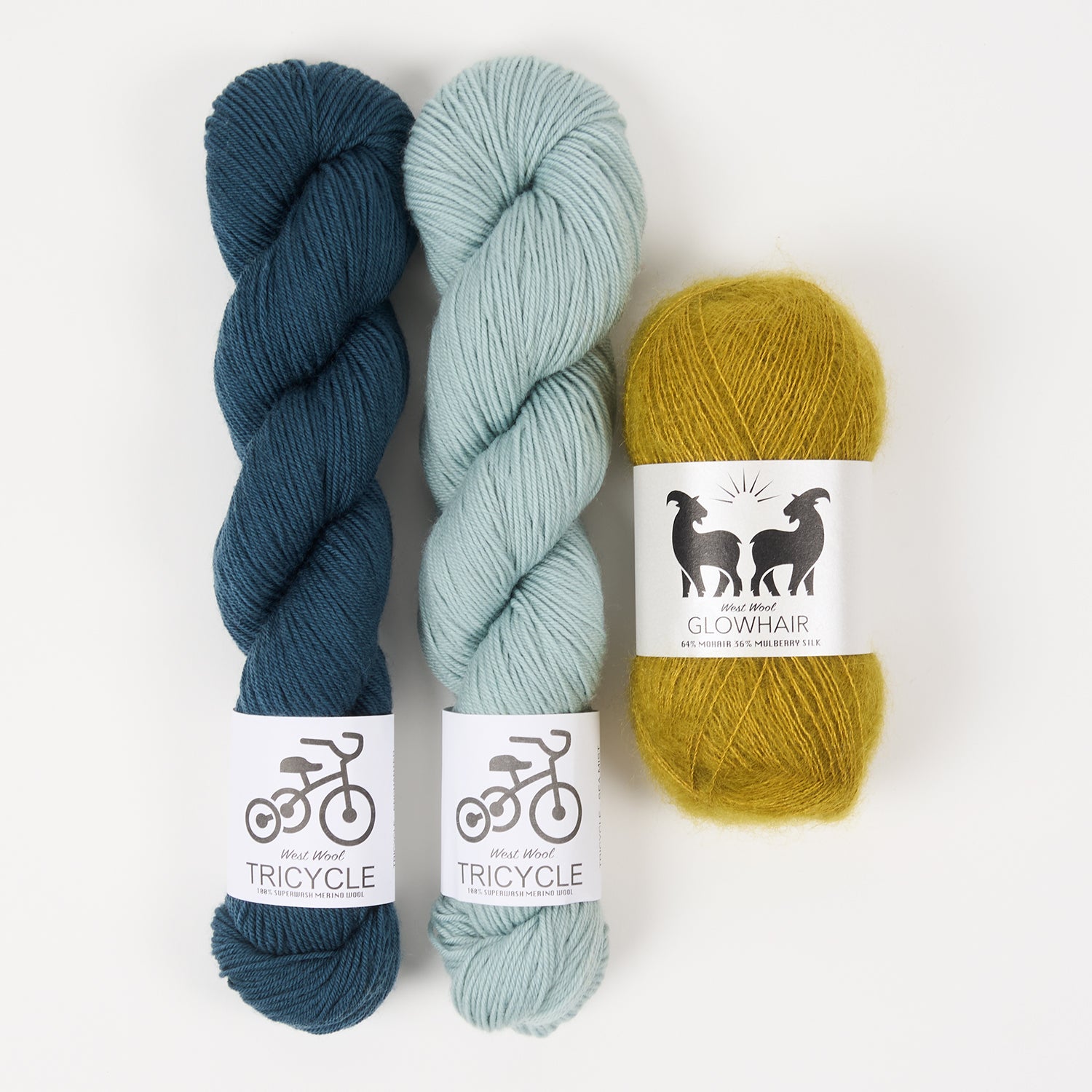 West Wool ENCHANTED MUSTARD Mohair Silk Merino wool Mixed Weight Quick Kits