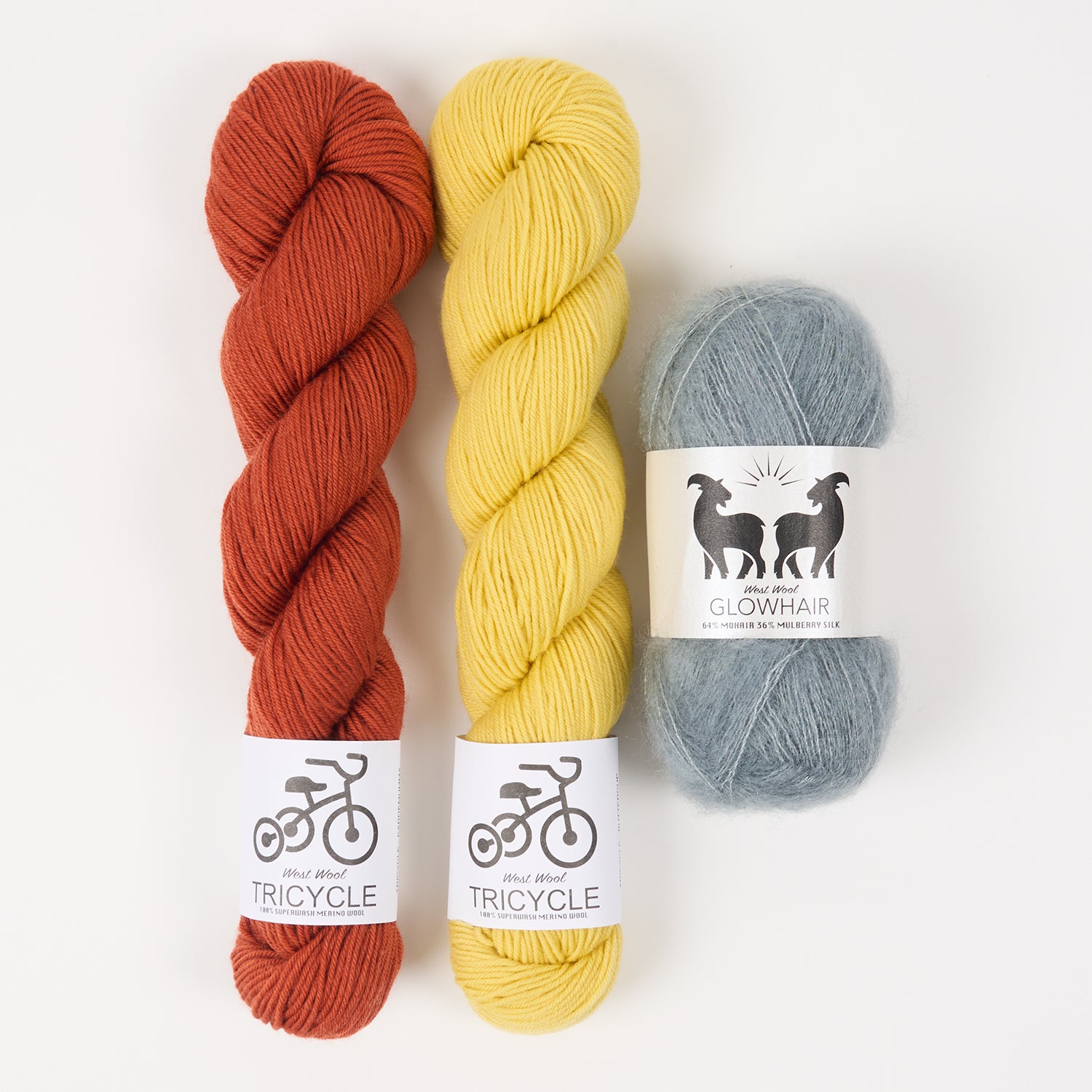West Wool FIERY SPRUCE Mohair Silk Merino wool Mixed Weight Quick Kits