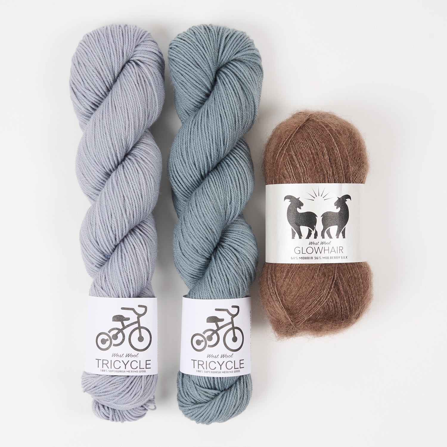 West Wool FOGGY MOCHA Mohair Silk Merino wool Mixed Weight Quick Kits