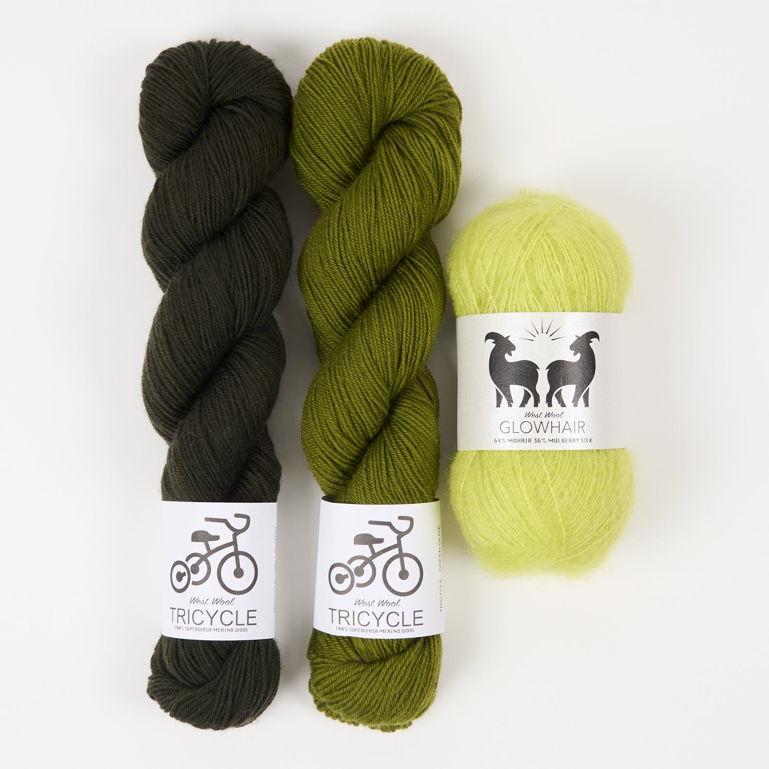 West Wool GREEN BOOTS Mohair Silk Merino wool Mixed Weight Quick Kits