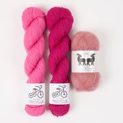 West Wool HOT PINK WORLD Mohair Silk Merino wool Mixed Weight Quick Kits