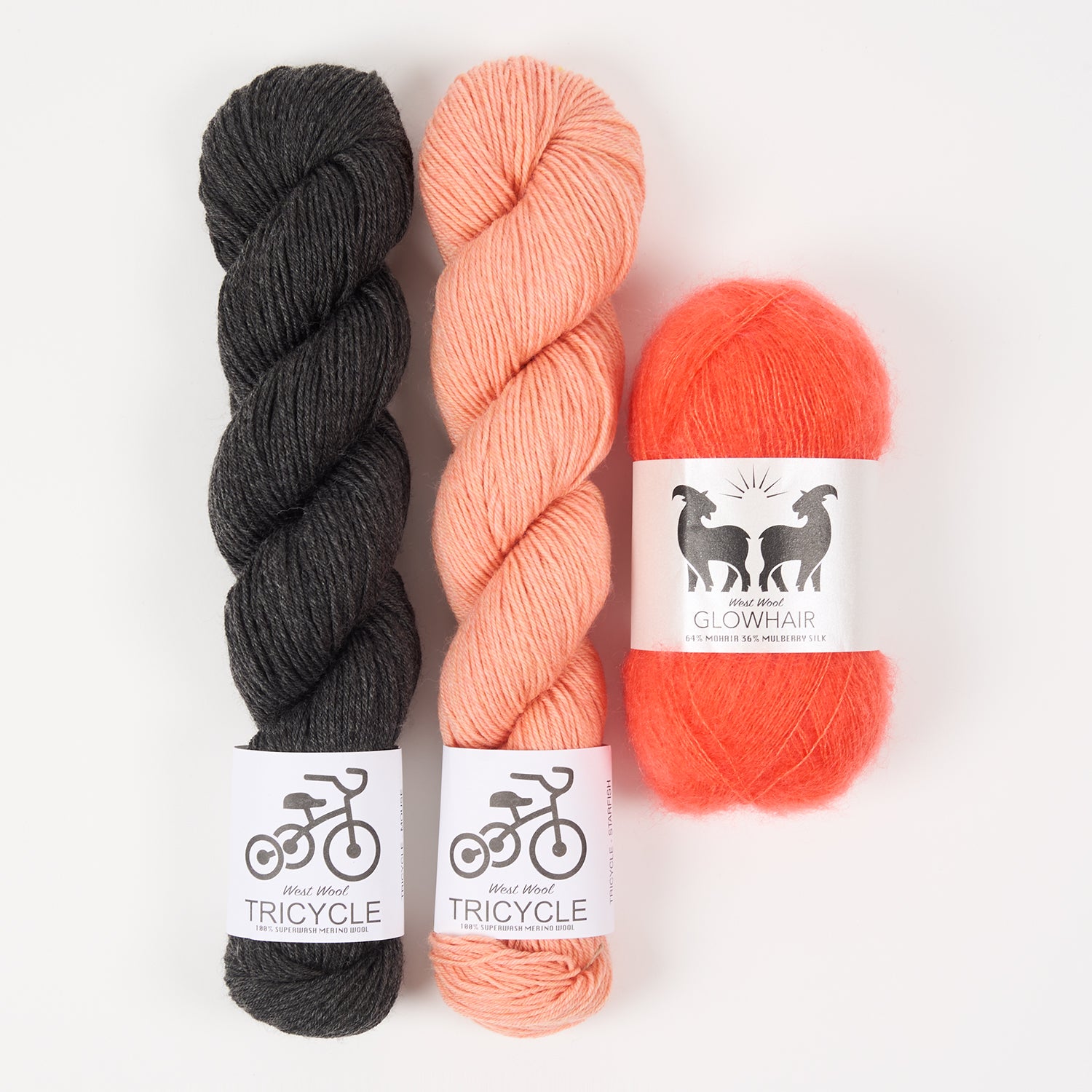 West Wool ORANGE MOUSE Mohair Silk Merino wool Mixed Weight Quick Kits