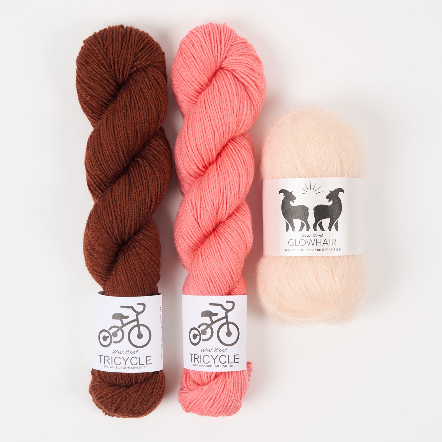 West Wool PINK CHESTNUT Mohair Silk Merino wool Mixed Weight Quick Kits