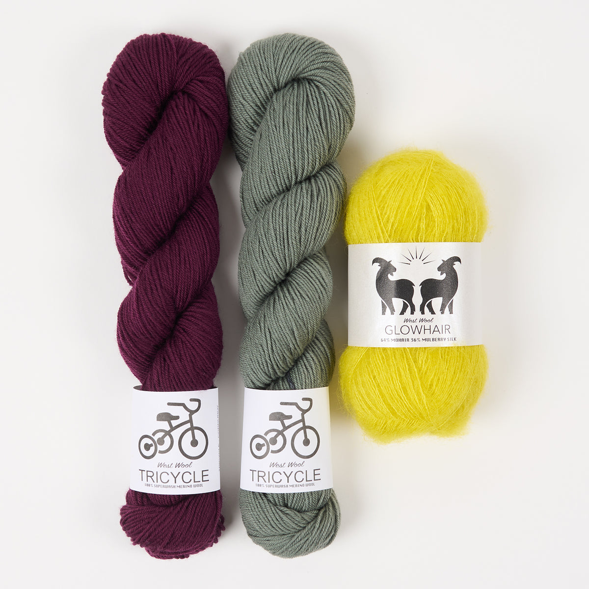 West Wool SUNNY SAGE Mohair Silk Merino wool Mixed Weight Quick Kits