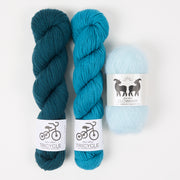 West Wool WATER SHADES Mohair Silk Merino wool Mixed Weight Quick Kits