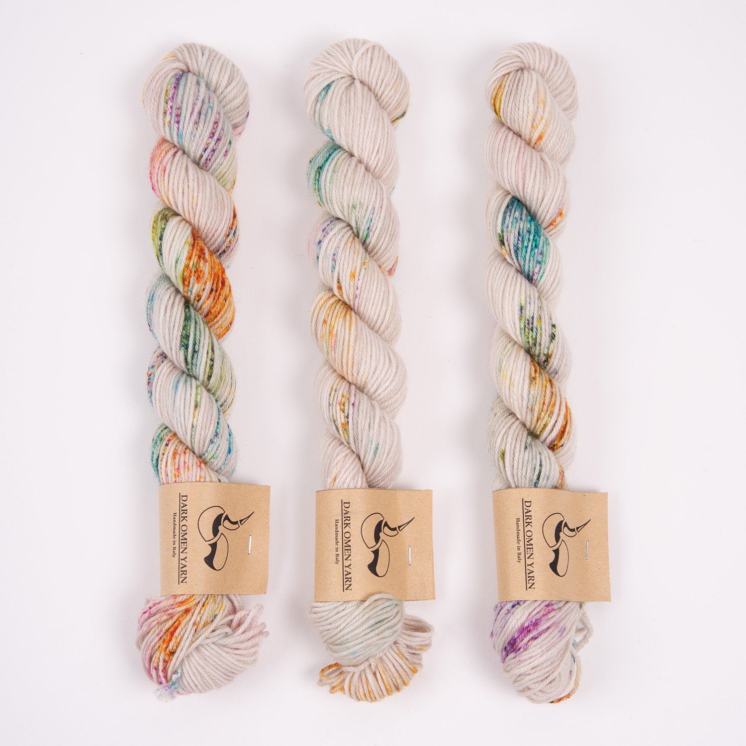 Dark Omen Yarn MERINO SOCK MINI - WHITE MAGIC Merino wool Nylon Fingering white rainbow beige Yarn