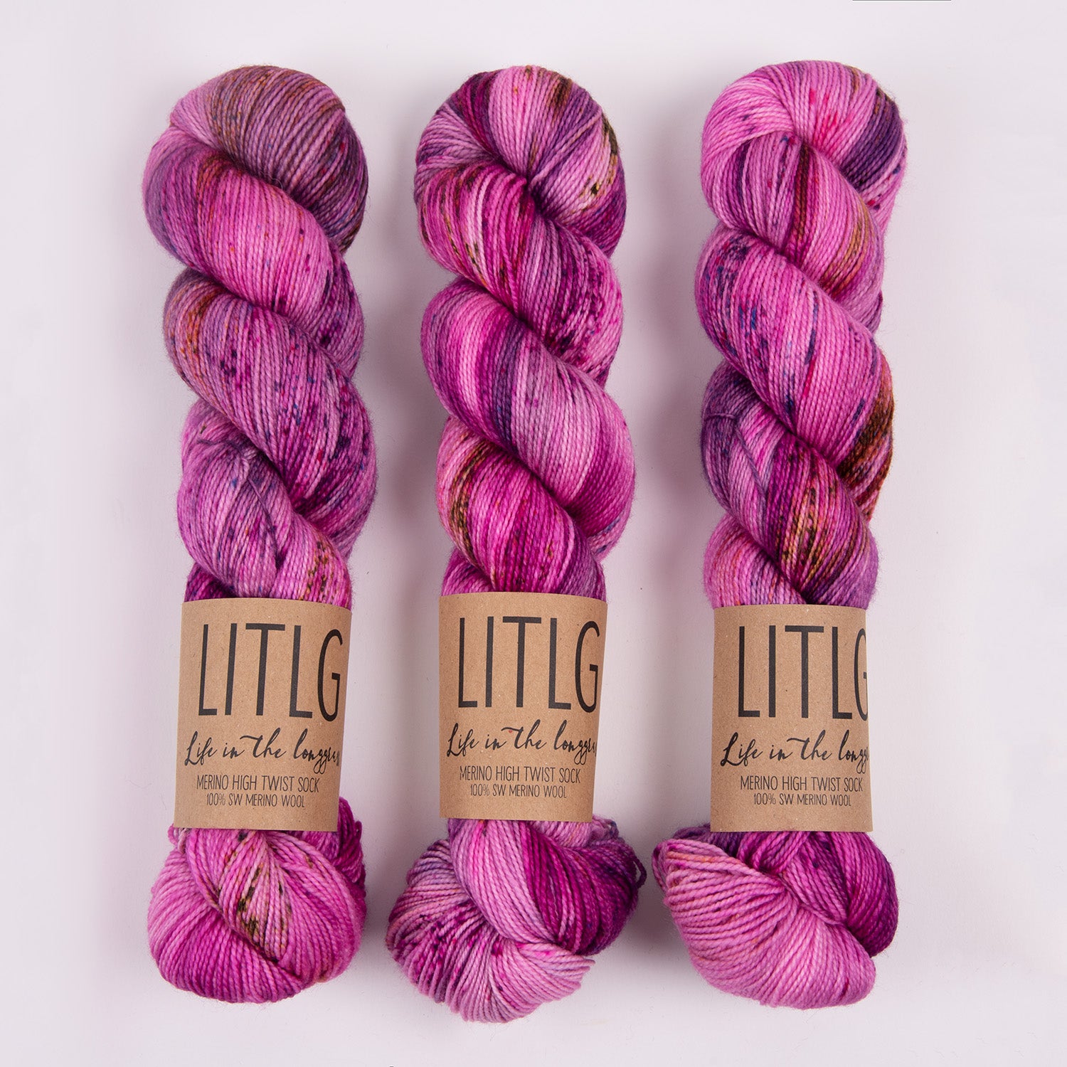 Life in The Long Grass HIGH TWIST SOCK - WILD ROSEBAY Merino wool Fingering pink Yarn
