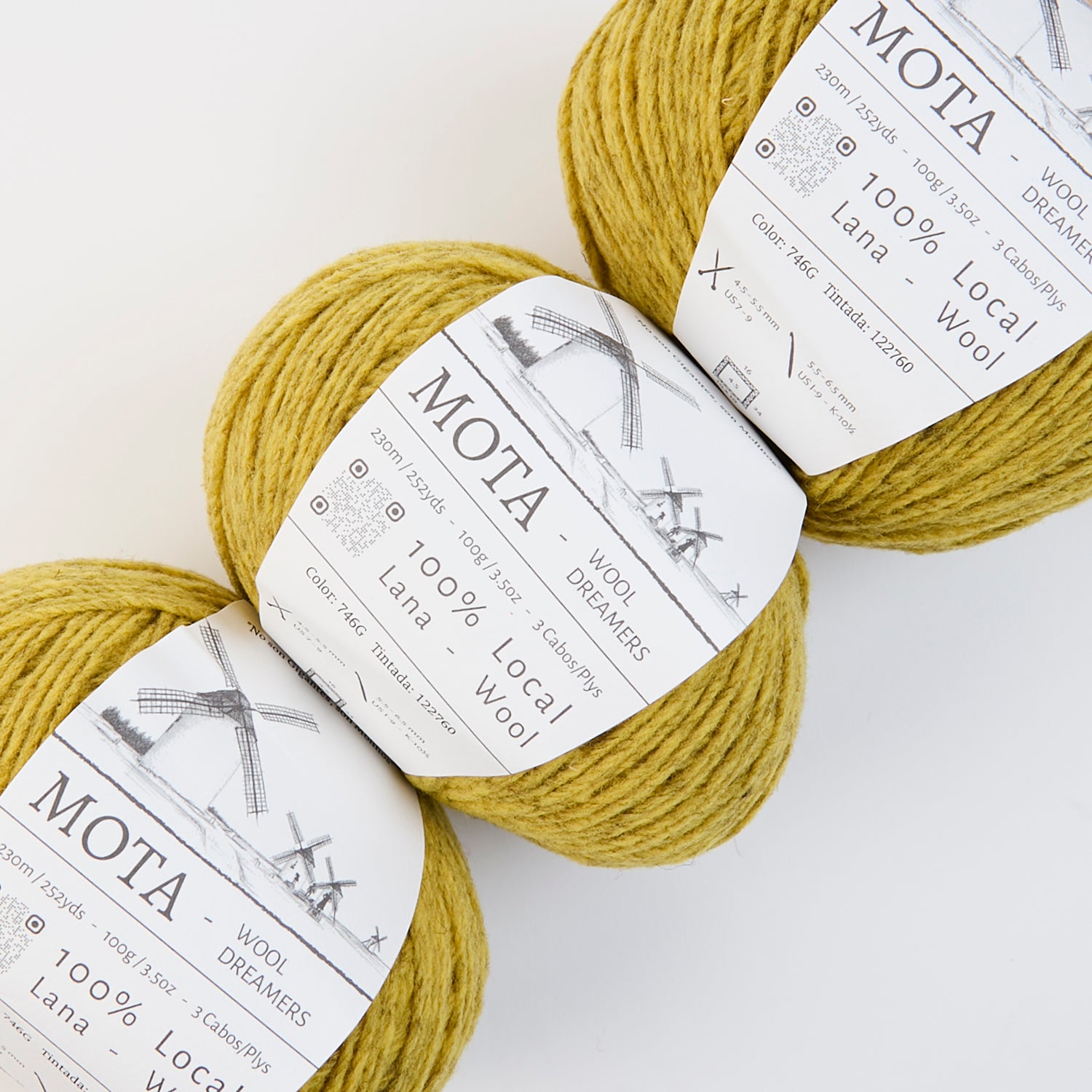 Wool Dreamers MOTA - 746G YELLOW Wool DK yellow Yarn