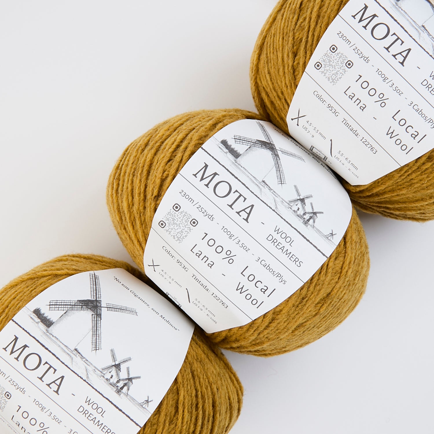 Wool Dreamers MOTA - 953G BURNT YELLOW Wool DK yellow Yarn