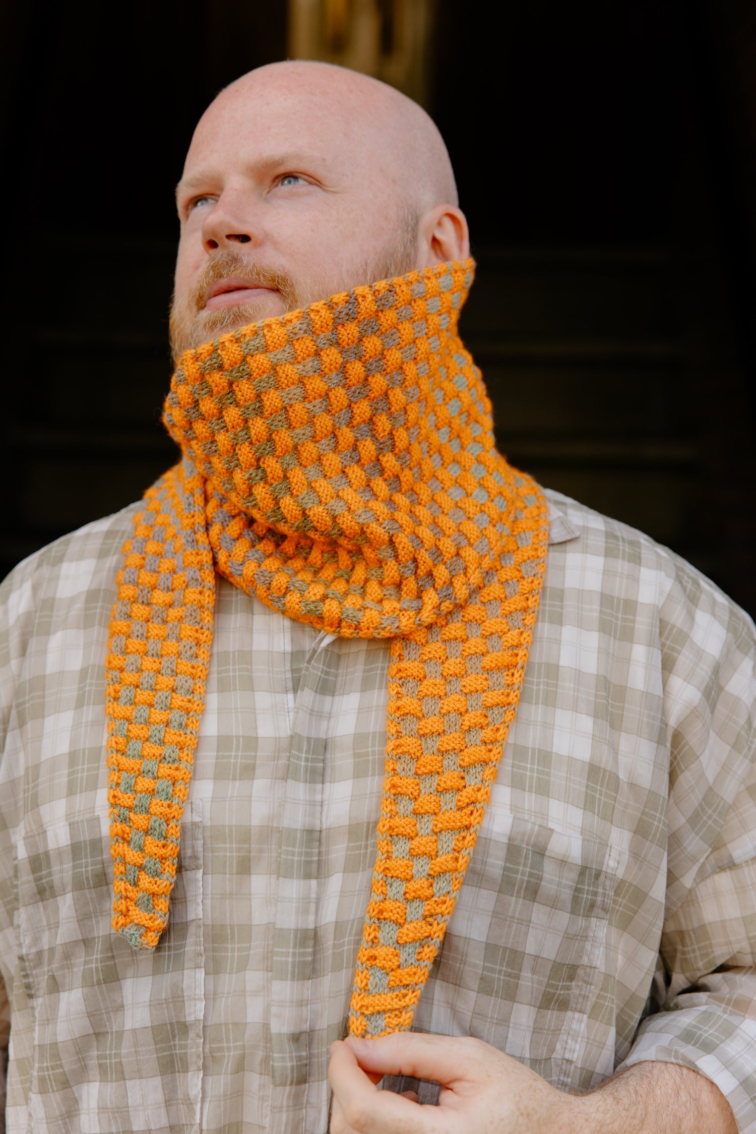 Woven Checks Skinny Scarf Pattern
