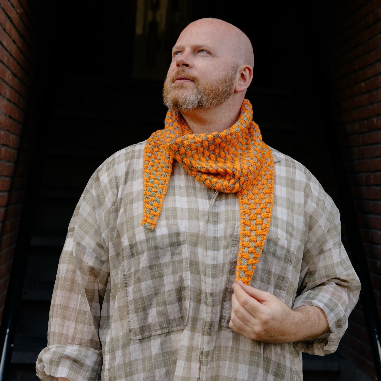 Woven Checks Skinny Scarf Pattern