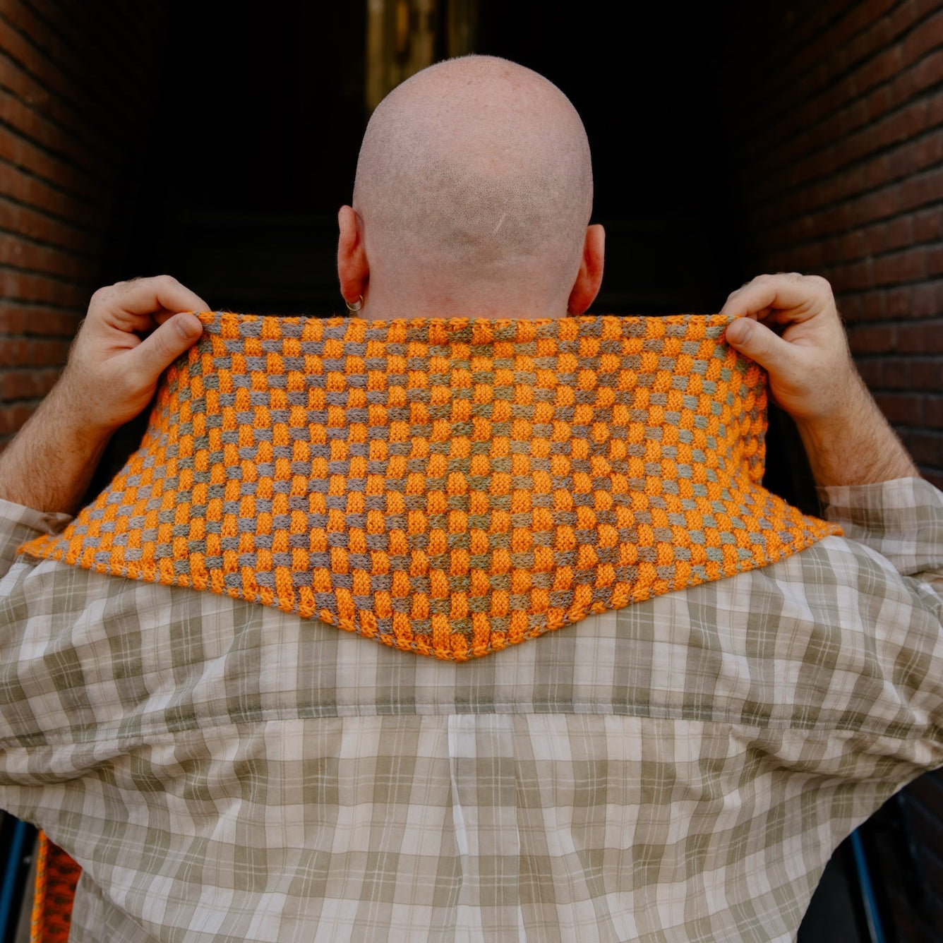 Woven Checks Skinny Scarf