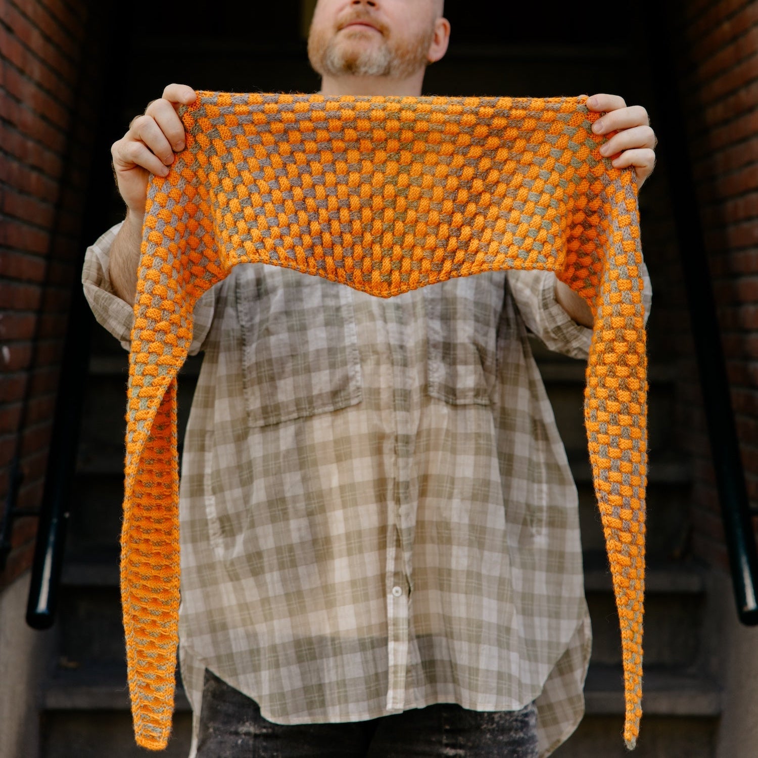 Woven Checks Skinny Scarf Pattern