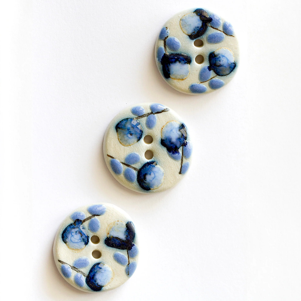 Incomparable Buttons BLUE FLORAL BUTTONS Button