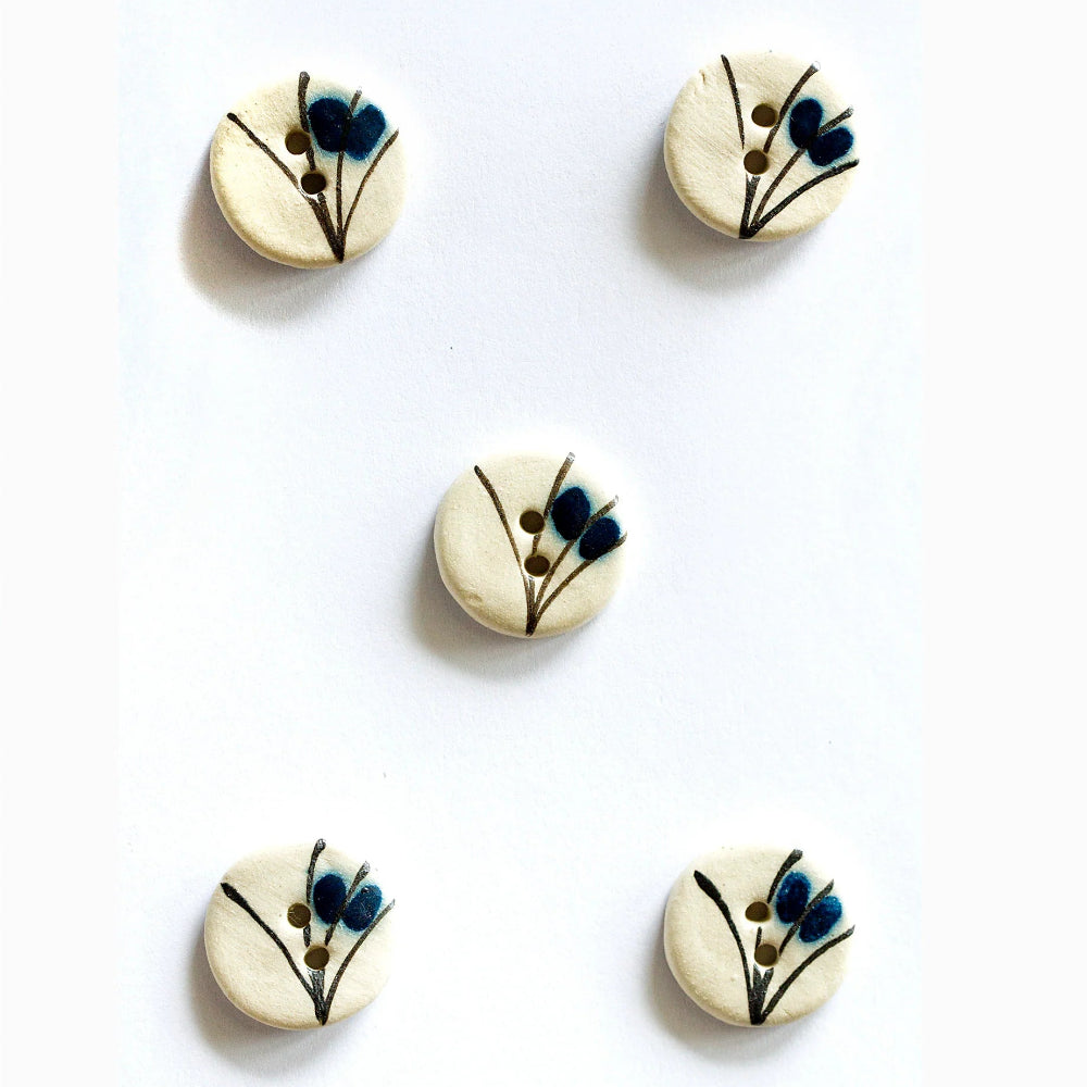 BLUE FLORAL GRASS BUTTONS