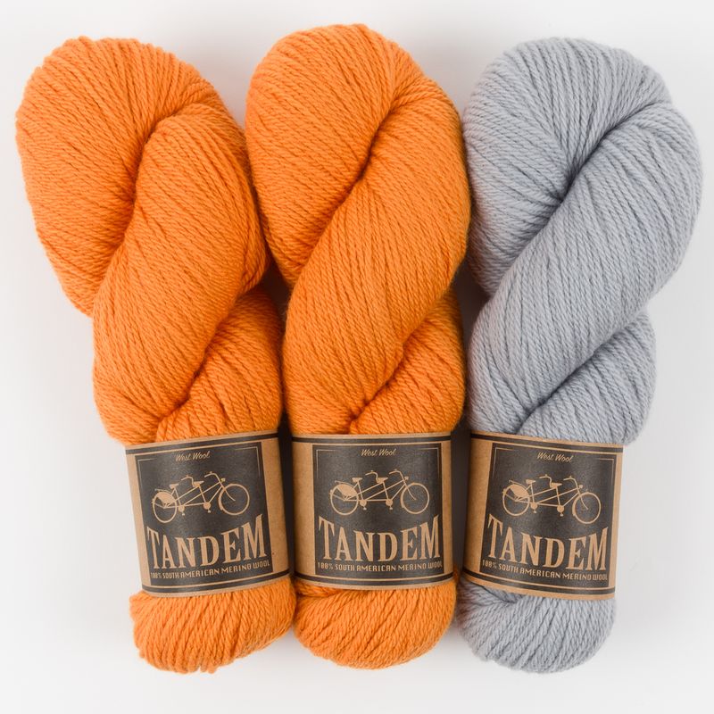 West Wool CONTRAST BLAST SWEATER - HEAVENLY ORANGES Merino wool DK orange blue Westknits Kits