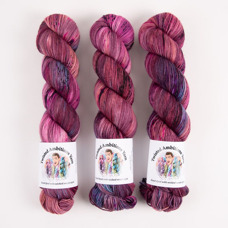 Twisted Ambitions SWEET SOCK - CAPE COD Merino wool Nylon Fingering purple pink Yarn