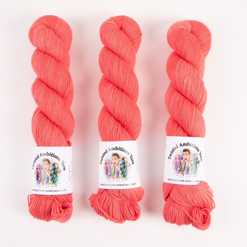 Twisted Ambitions SWEET SOCK - ONE SONG GLORY Merino wool Nylon Fingering coral Yarn