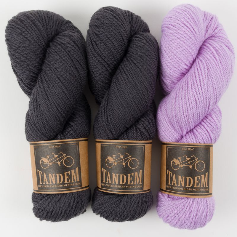 West Wool CONTRAST BLAST SWEATER - UNICORN IN AMSTERDAM Merino wool DK grey purple Westknits Kits