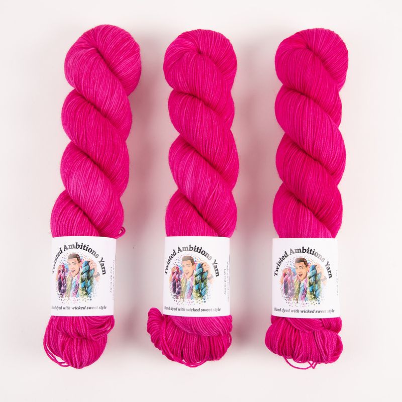 Twisted Ambitions SWEET SOCK - MAGENTA Merino wool Nylon Fingering pink Yarn