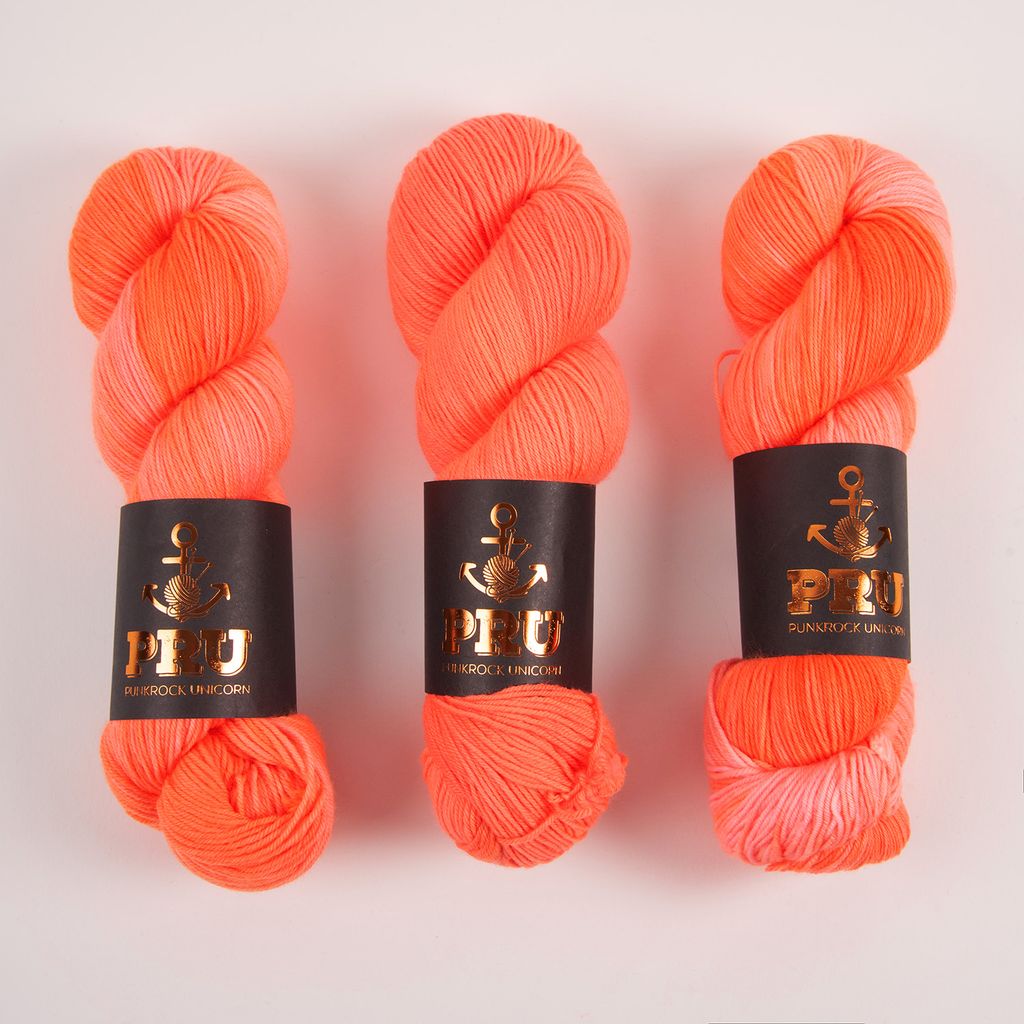 Punk Rock Unicorn SOUL - MELONEON Merino wool Nylon Fingering  Sock neon coral Yarn