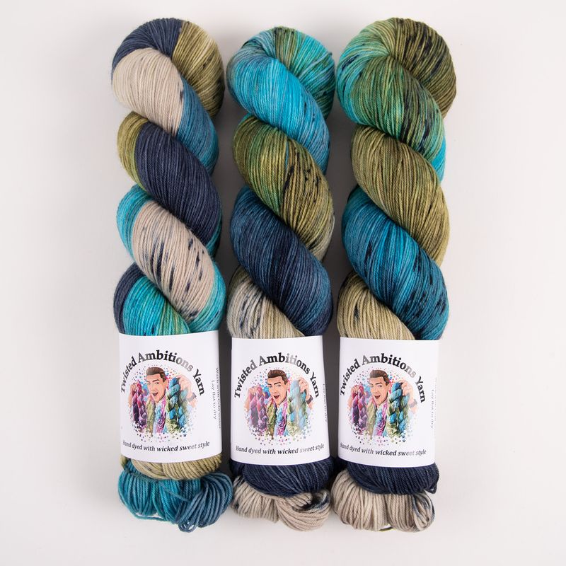 Twisted Ambitions SWEET SOCK - EARTH Merino wool Nylon Fingering blue multicolour green Yarn