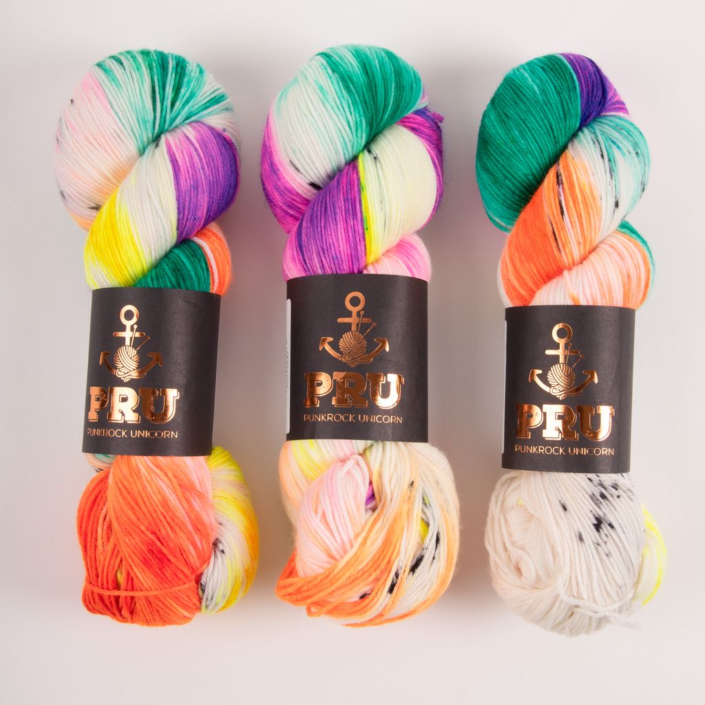 Punk Rock Unicorn SOUL - NEON Merino wool Nylon Fingering  Sock multicolour Yarn