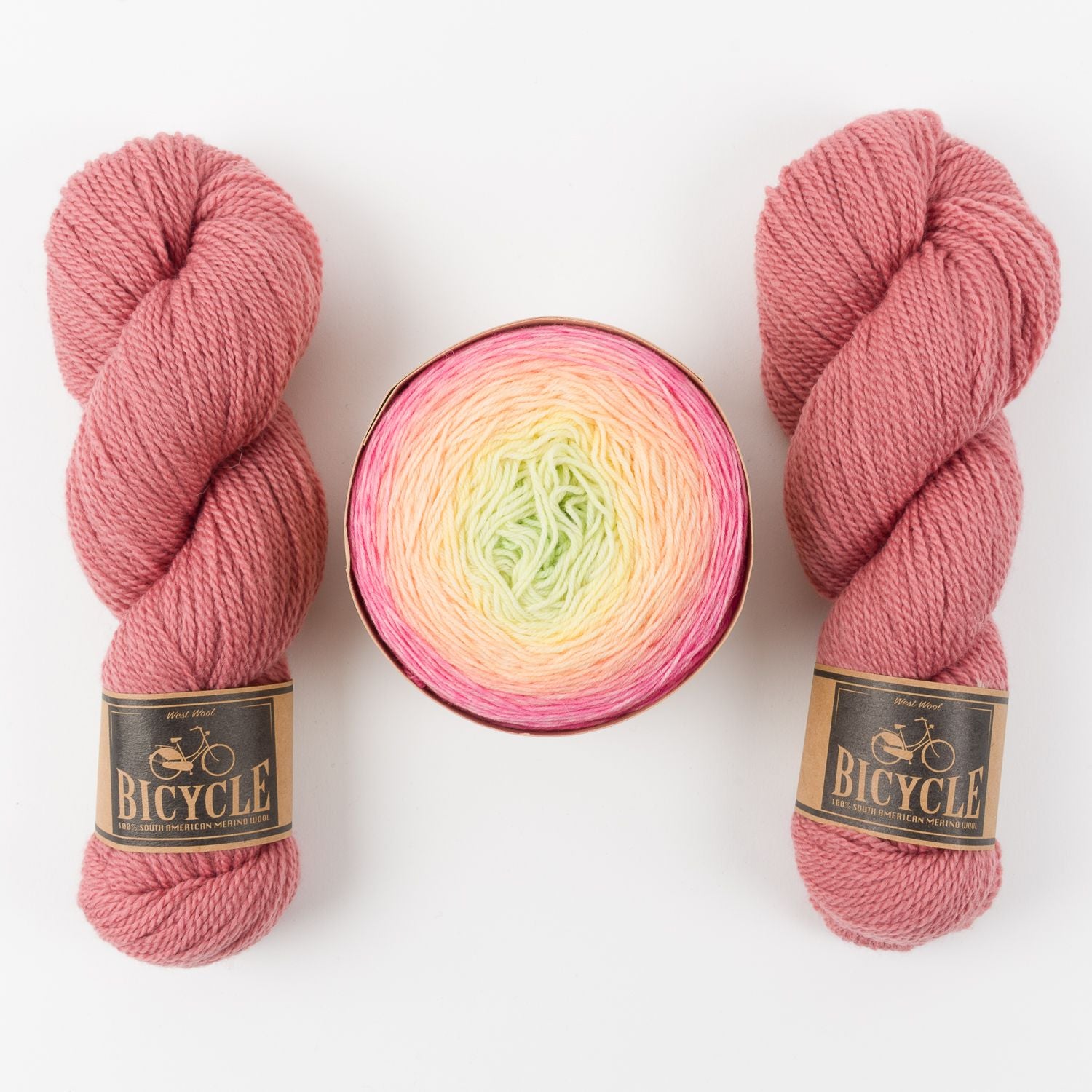 Bilum BIG HONEYCOMBS - ROSE HONEY Merino wool Fingering multicolour pink Westknits Kits