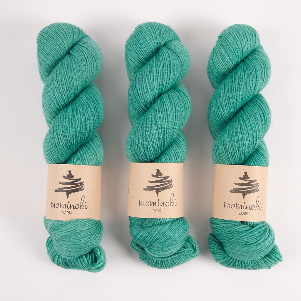 Mominoki Yarn SOCK FINE 4PLY - AQUATIC Polyamide Merino wool Fingering turquoise green Yarn