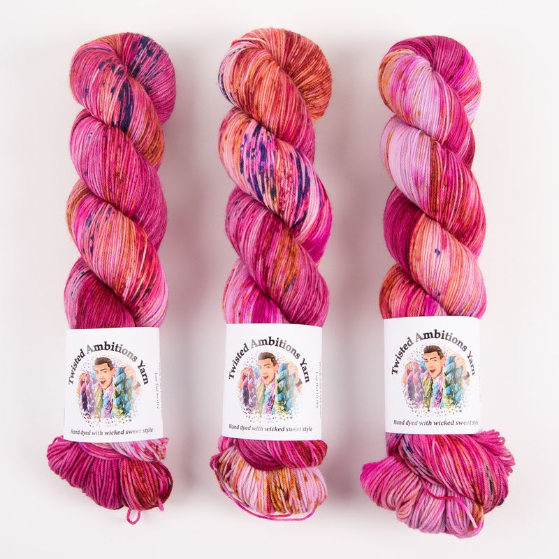 Twisted Ambitions SWEET SOCK - LOVE, SWEET LOVE, DARLIN' Merino wool Nylon Fingering pink Yarn