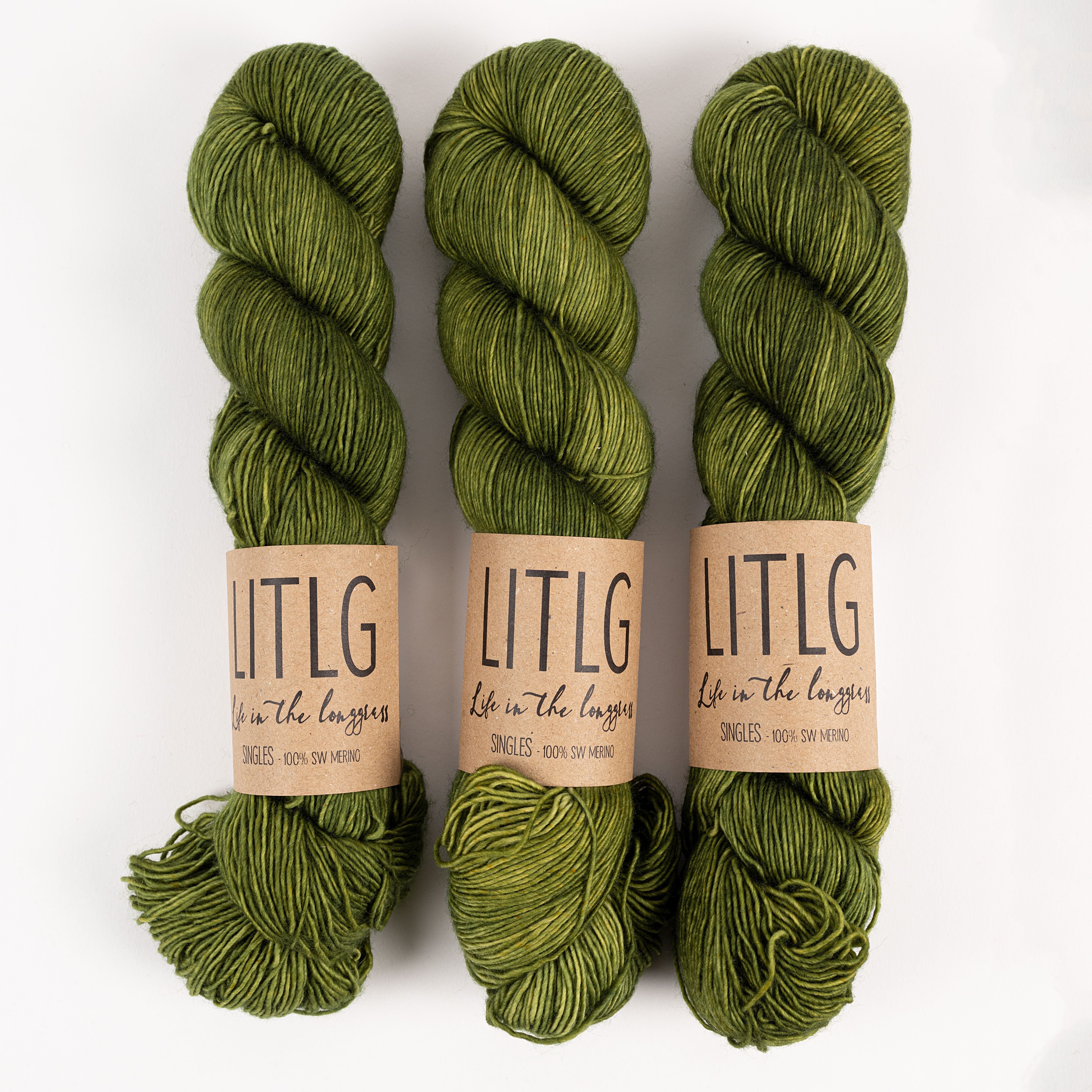 Life in The Long Grass LITLG SINGLES - HEATHSTAR Merino wool Fingering green Yarn