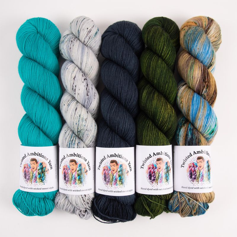 Twisted Ambitions WESTKNITS KIT - JUPITER Merino wool Nylon Fingering blue grey green brown Westknits Kits