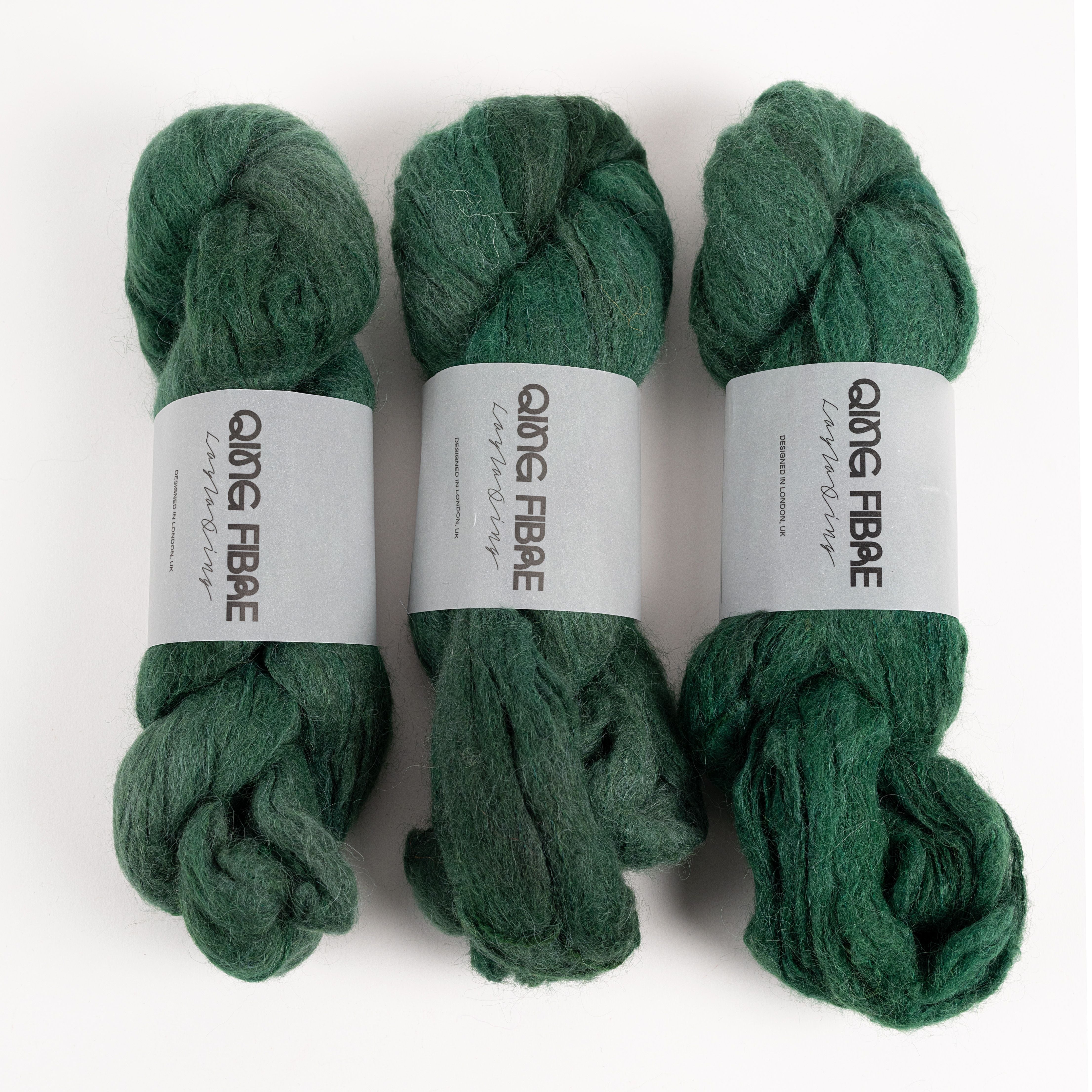 Qing Fibre MELTED BABY SURI - FOREST Alpaca Merino wool Silk Sport green Yarn