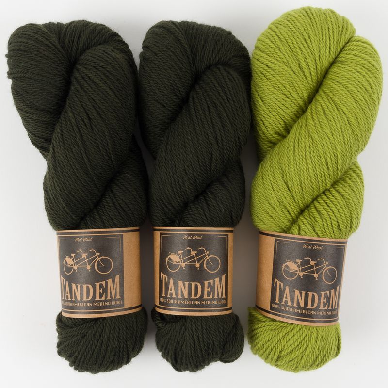 West Wool CONTRAST BLAST SWEATER - AVOCADO SMASH Merino wool DK green Westknits Kits