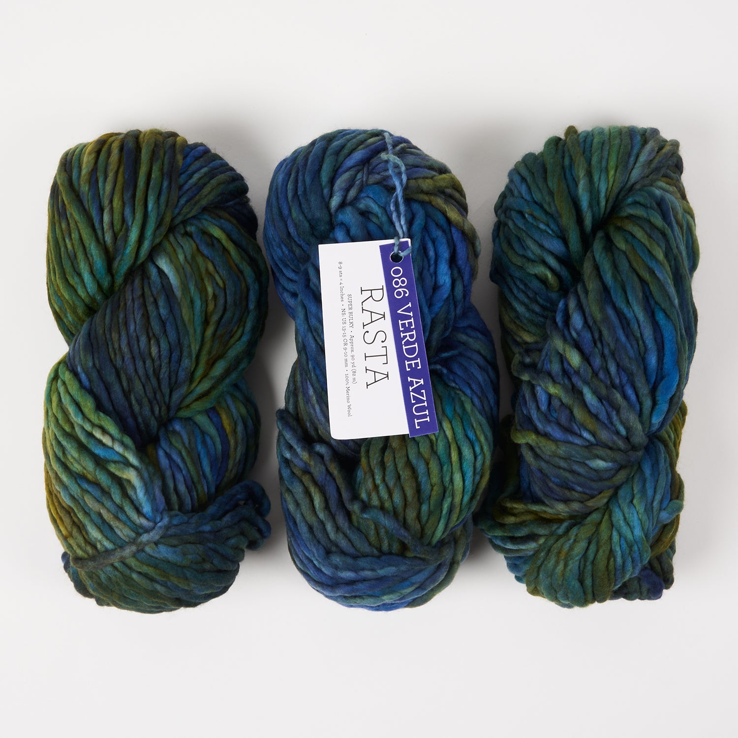 Malabrigo RASTA - VERDE AZUL Merino wool Chunky blue multicolour green Yarn