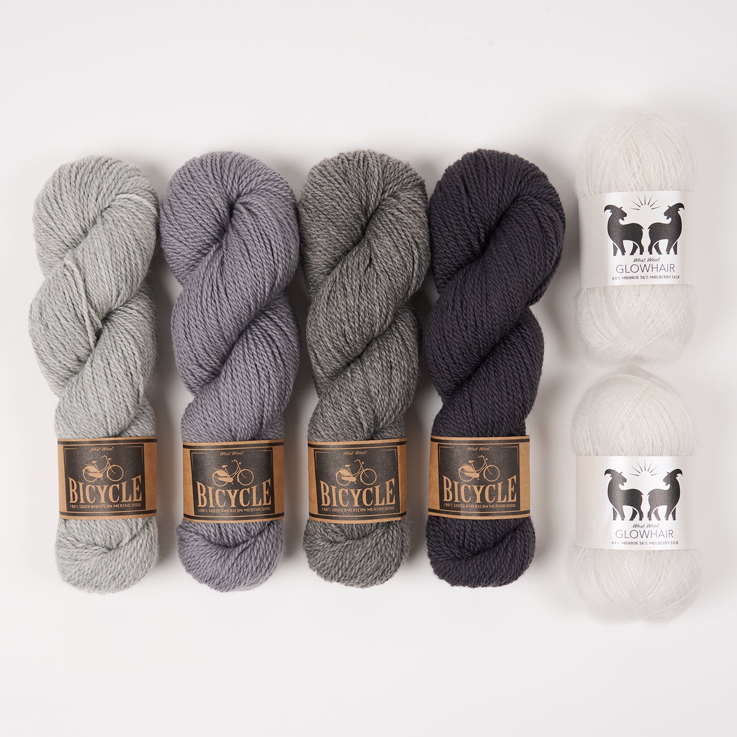West Wool MOUSE TREE Mohair Silk Merino wool Mixed Weight Quick Kits