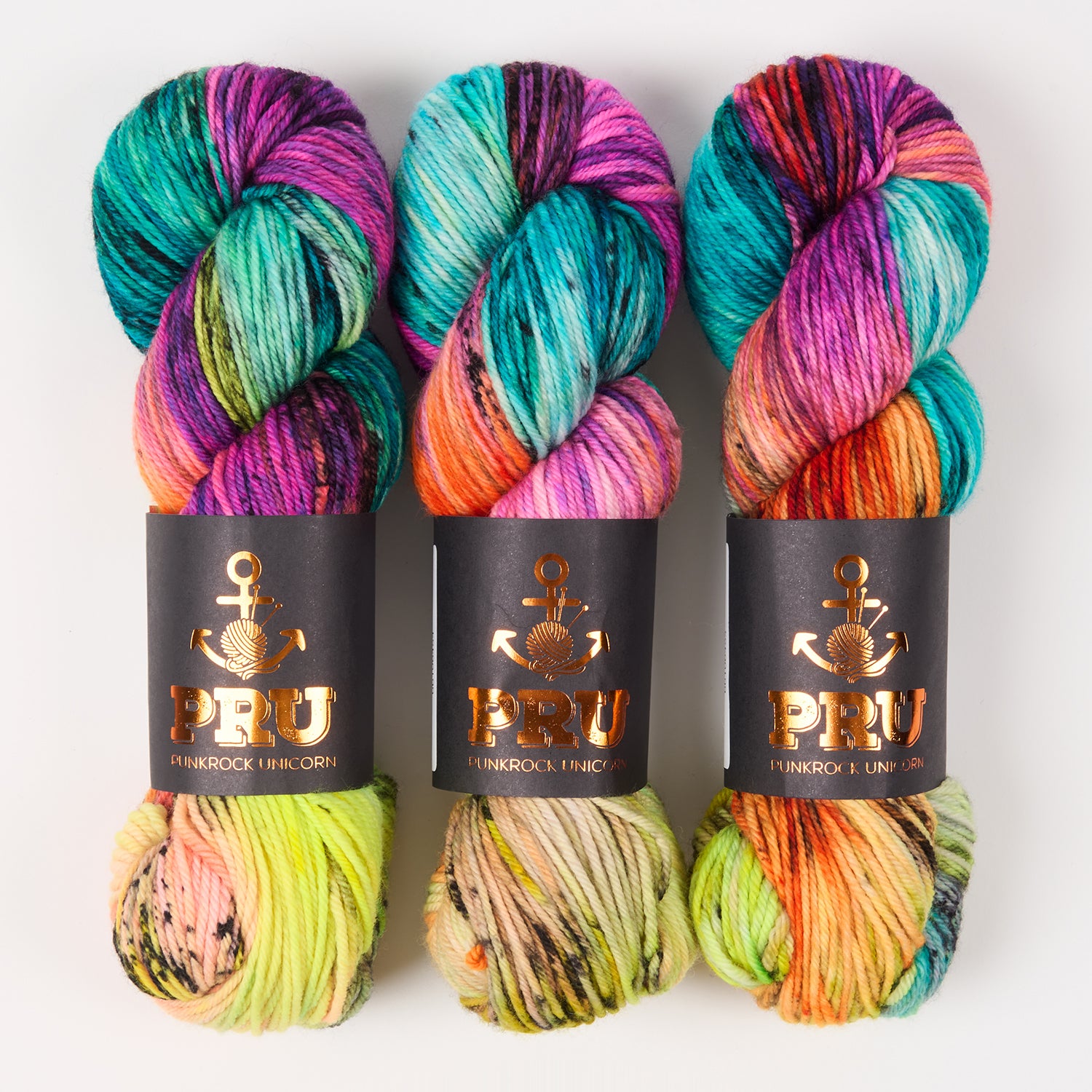 Punk Rock Unicorn SOUL DK - DIRTY NEON Merino wool Nylon DK Sock rainbow Yarn