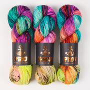 Punk Rock Unicorn SOUL DK - DIRTY NEON Merino wool Nylon DK Sock rainbow Yarn