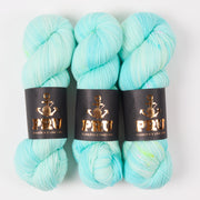 Punk Rock Unicorn SOUL - OPAL Merino wool Nylon Fingering  Sock turquoise neon Yarn