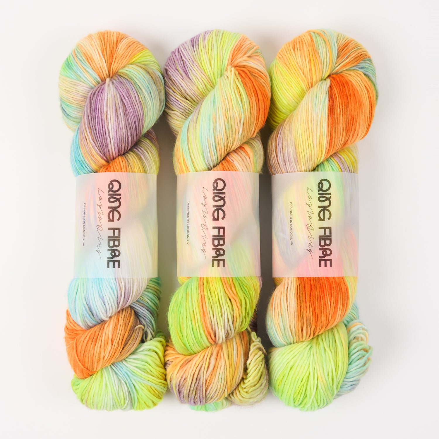 Qing Fibre DASHING SASSY - 600 VOLTS Merino wool Fingering neon orange Yarn