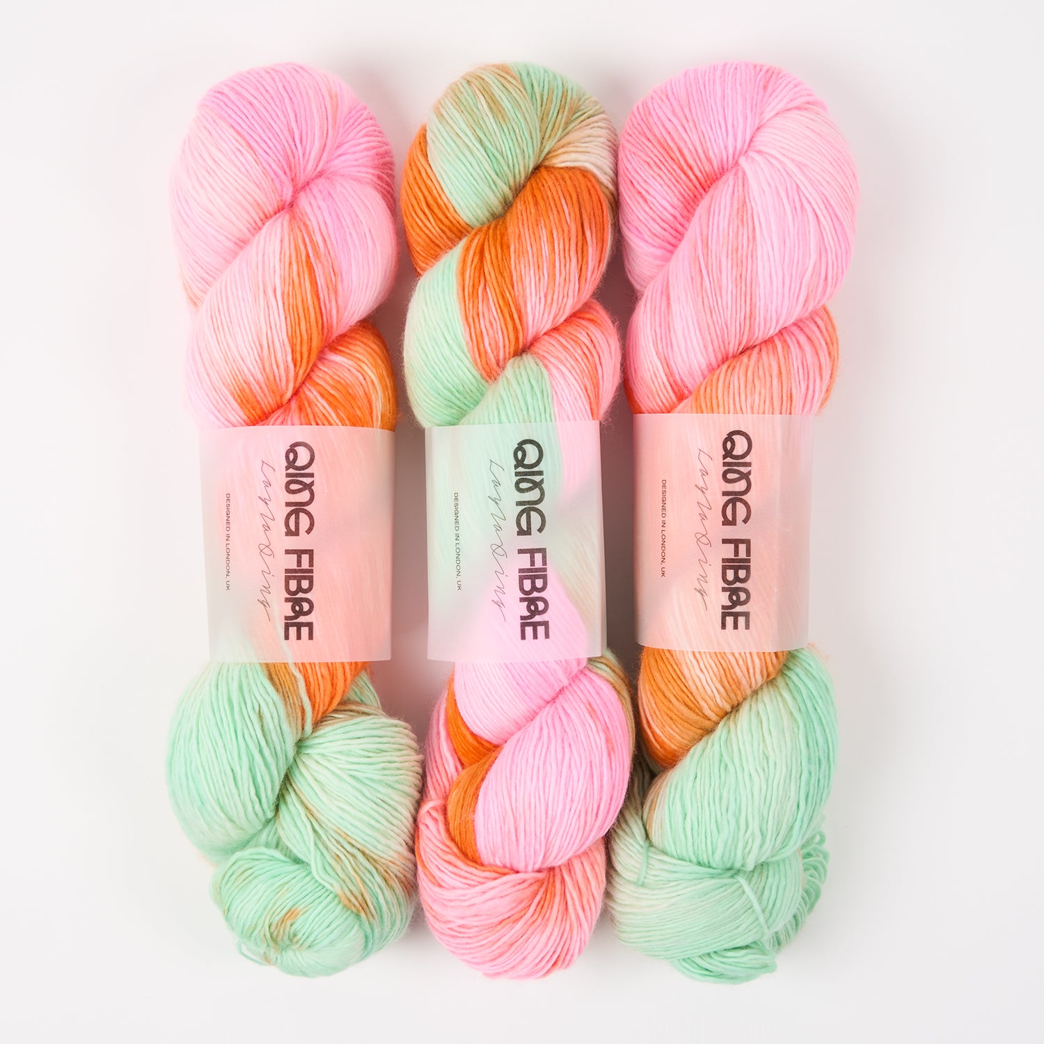 Qing Fibre DASHING SASSY - AURORA Merino wool Fingering orange Yarn