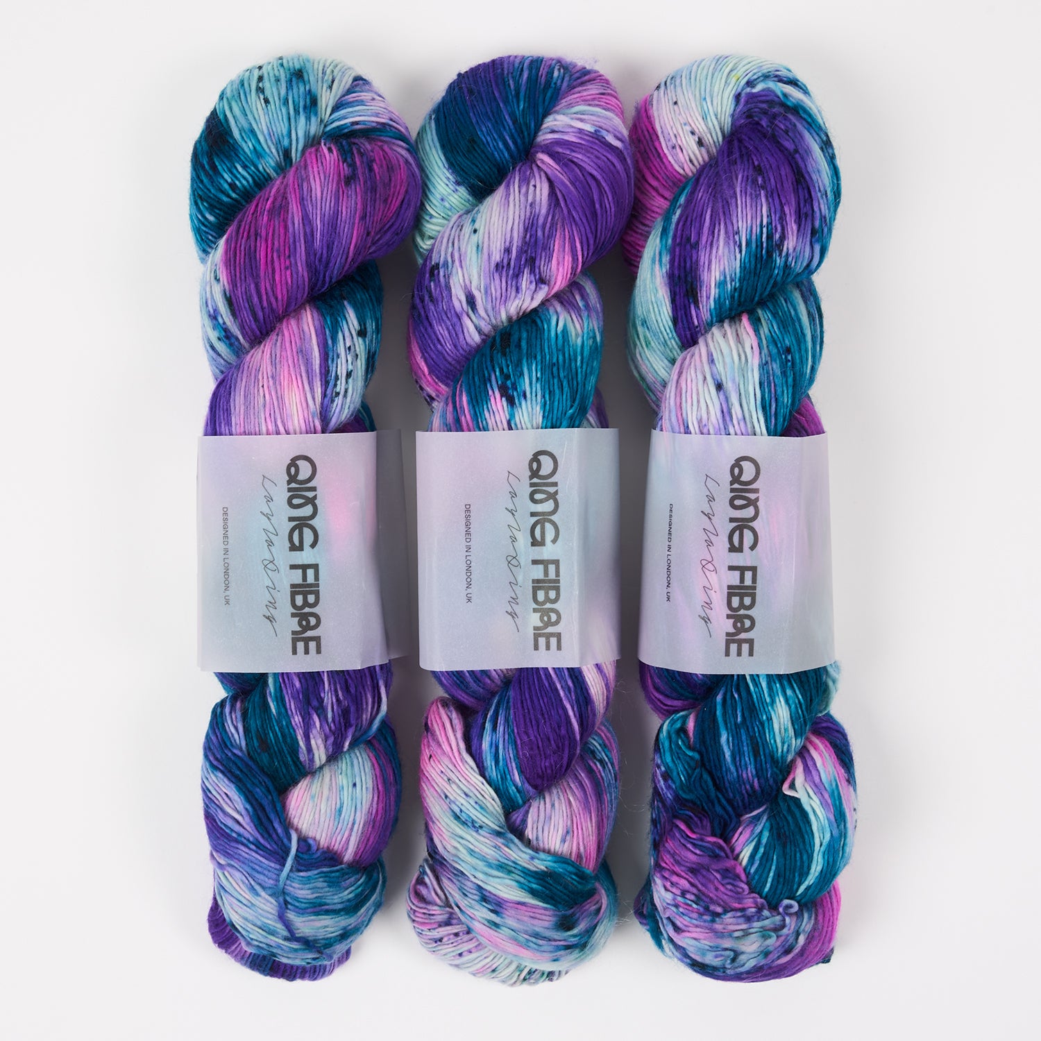Qing Fibre DASHING SASSY - JEWEL Merino wool Fingering multicolor blue Yarn