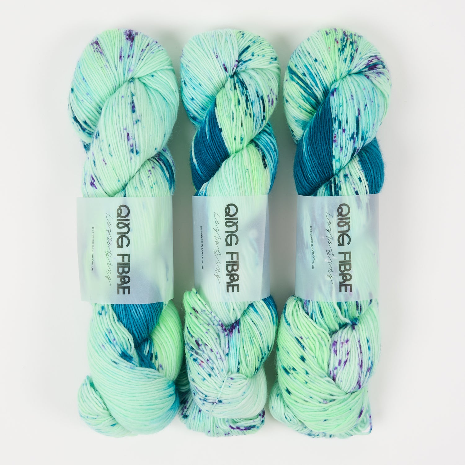 Qing Fibre DASHING SASSY - SPLASH Merino wool Fingering blue turquoise Yarn